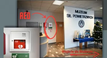 Nowoczesny sprzęt w Muzeum Sił Powietrznych w Dęblinie. AED ratujące życie!